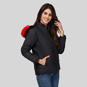 Stylish <b>Women's</b> <b>Bomber</b> <b>Jacket</b> Printed Quick Dry Hooded Collar Wool Liner New Design Modern Fit Winter <b>Jacket</b> by Exporter - Product Image 4