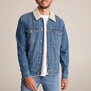 Custom Blue Washed Denim <b>Jacket</b> For <b>Men</b>, French Workwear Style Heavyweight Cotton <b>Utility</b> Dungaree With Pockets - Product Image 4