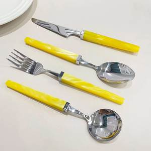 Stainless Steel Handle Modern Design Eco-Friendly Mirror Polish Wedding Party Decor Flatware Set Fruit <b>Fork</b> <b>Dessert</b> Spoon - Product Image 1