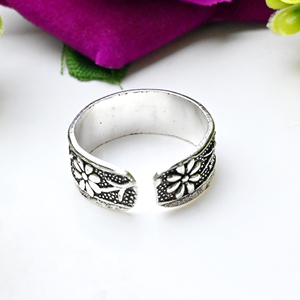 Anvika Gems and Jewels Men's 925 Sterling Silver Vintage <b>Adjustable</b> Toe <b>Ring</b> Flower Design Wedding Anniversary Gift Jewelry - Product Image 3