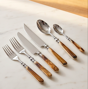 Juego de Cubiertos Vintage con Mangos de Resina, Cubertería de Acero Inoxidable Apta para Lavavajillas, para Bodas y Restaurantes - Product Image 3