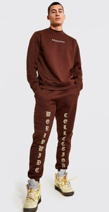 Ensemble de sweat-shirts à capuche unisexe en coton marron avec logo frontal, coupe classique, décontracté, pour l'automne, en molleton anti-plis - Product Image 6