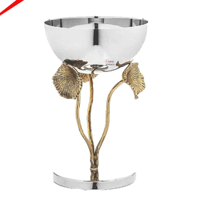 Bol décoratif en métal fait main avec support floral pour mariage et événements de luxe - Product Image 1