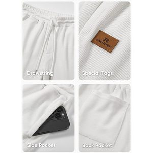 2025 hombres Casual Tapered Joggers gimnasio pantalones bolsillos cintura elástica cordón Waffle pantalones de chándal antiarrugas plisado de color - Product Image 4