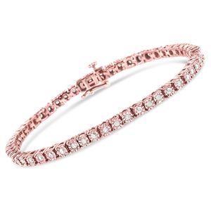 Bracciale Tennis in Argento Sterling 925 con Diamanti Taglio Rotondo Sfaccettato Miracolosamente Incastonati (1.0 carati totali, Colore I-J, Purezza I3) - Product Image 2
