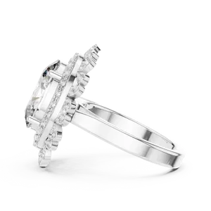 Dramatic 6 Carat Lab Grown Diamond Double Halo <b>Ring</b> In Solid <b>Gold</b> With Radiant Center Stone And Luxurious <b>Cocktail</b> Appeal - Product Image 6
