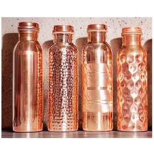 Bouteilles d'eau en cuivre à finition martelée nid d'abeille, design classique portable, pour voyage, avec couvercles, écologiques, pour mariage et extérieur - Product Image 3
