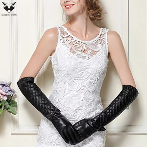 Fancy Quilted Black Leather <b>Gloves</b> Women <b>Long</b> Elbow Length Newest Pattern PU Leather Mittens Lady Winter Fashion <b>Gloves</b> - Product Image 2