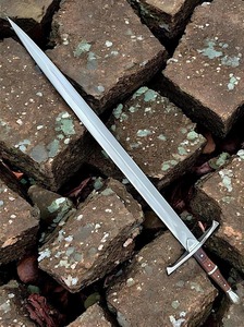 Épée viking artisanale en acier inoxydable avec fourreau, manche en bois, plaqué argent, décoration murale médiévale, cadeau - Product Image 5