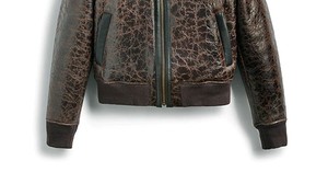 Leather Bomber <b>Jacket</b> Thin Winter Vintage Inspired Style Real Leather Durable Craft <b>Warm</b> <b>Men</b> Outerwear Fashionable Front - Product Image 3
