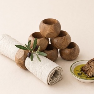Ensemble d'anneaux de serviette en bois faits à la main, porte-serviettes en bois d'acacia écologique pour la décoration de table de mariage, d'hôtel et d'événements - Product Image 6