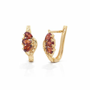 Plata de Ley 925 con Granate en Forma de Pera, 3 Piedras, Diseño de Alas de Mariposa, Chapado en Oro de 1 Micrón y Rodio, Joyería de Lujo para Fiestas - Product Image 1