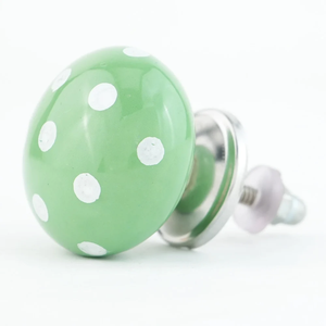 Wholesale Handmade Green White Dotted Ceramic Handmade Dresser Pulls <b>Cupboard</b> Handles and Knobs DCK-79 - Product Image 1