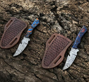 Cuchillo Plegable Profesional de Acero de Damasco para Caza y Camping, de Alta Calidad, Precios Finos, con Mango de Madera y Funda de Cuero OEM - Product Image 4