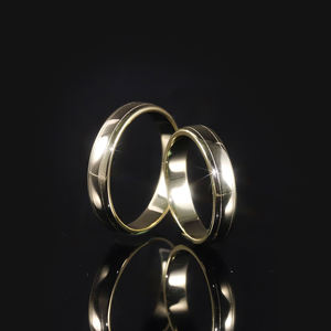 Unisex 18K Solid Gold Engagement <b>Ring</b> <b>Plain</b> Classic Style Eternity Band Natural Stone Rhodium Plated Fine Jewelry - Product Image 2