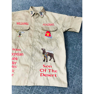 Custom Embroidered Shriners <b>Khaki</b> Shirt | Masonic Regalia Lodge Wear - Product Image 1
