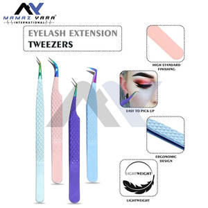 Collection de pinces à cils classiques en gros, marque privée, pinces à cils en acier inoxydable à pointe en fibre, lot de 4 pièces - Product Image 5