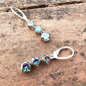 Pendientes de Topacio Arcoíris Místico, Plata de Ley Vintage, Piedra de Nacimiento de Diciembre, Joyería Elegante, Regalo para Mujeres, Boda, Fiesta - Product Image 3
