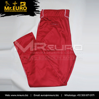 Pantalon de sport unisexe rouge personnalisé, coupe ajustée, antibactérien, imprimé par sublimation, séchage rapide, braguette zippée, poches, taille élastique, 100% coton