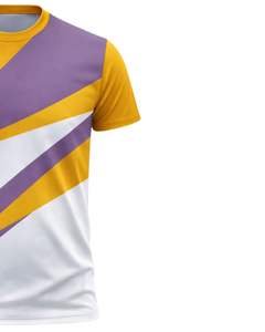 Camiseta Deportiva Personalizada para Hombre en Amarillo, Morado y Blanco, de Secado Rápido, Poliéster, con Estampado Personalizado, Manga Corta, para Gimnasio, Running y Entrenamiento - Product Image 4