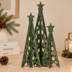 AK Laiton Unique Métal Forme D'arbre Décor De Noël Avec Vert Fini Ensemble De 3 Attrayant Table Décor Article Pour La Décoration De Noël - Product Image 5