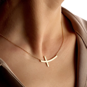 สร้อยคอจี้รูปกางเขนสำหรับศาสนา ทำจากสแตนเลส 304 ชุบทองคำแท้ 18K ความหนา 0.03µm-0.05µm พร้อมสายโซ่แบบเคเบิล - Product Image 4