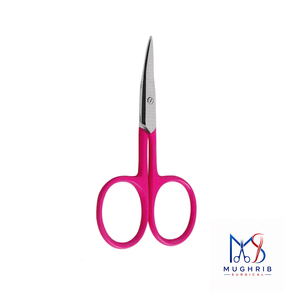 Ciseaux à cuticules droits en acier inoxydable de 9 cm, à lame tranchante, manche rose perforé, durables, pour droitiers - Product Image 1