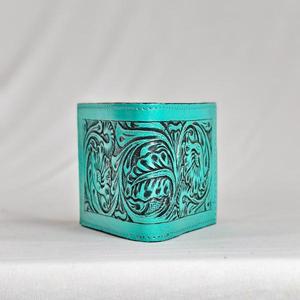 Cartera de Cuero Genuino Hecha a Mano con Grabado Serpentina, Estilo Vintage, Cierre Plegable, Cartera Corta para Uso Diario Masculino - Product Image 3