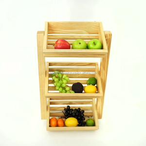 Panier à fruits en bois d'acacia-Bol à fruits à 3 niveaux pour comptoir de cuisine Fruteros Stockage de fruits et légumes par Falak World Export - Product Image 1