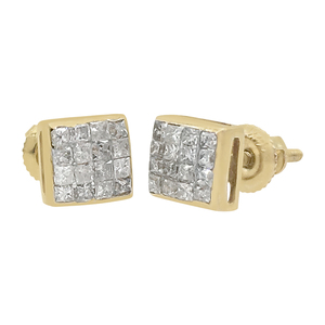 Boucles d'oreilles clous pour femme en argent sterling 925 avec diamant naturel taille princesse 0,35 ct, bijoux tendance en gros, serti invisible 5 mm - Product Image 2