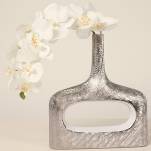 Jarrón de aluminio dorado de diseño moderno, con forma de donut, acanalado, circular, hueco, decorativo, para decoración de hogar de lujo, centros de mesa para bodas. - Product Image 3
