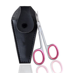 Tijeras para Cutículas de Alta Calidad con Mango de Goma Rosa, Acero Inoxidable, Precisión Profesional, con Estuche de Cuero - Product Image 1