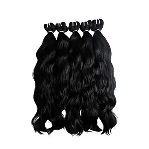 Indian Remy Human Hair <b>Extensions</b> Deep Wave Skin Weft Full Cuticle Aligned Hair Bundles <b>for</b> <b>Braiding</b> and Weaving - Product Image 4