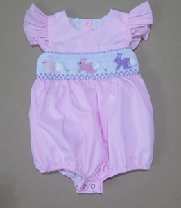 Combinaison rose à volants pour filles, manches à volants, design brodé, style printanier mignon, écologique, respirante, en coton doux - Product Image 1
