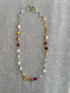 Handmade Natural Carnelian Citrine Beaded Necklace Rhodium Plated Wire <b>Wrapped</b> Gemstone Toggle <b>Wedding</b> Necklace - Product Image 2