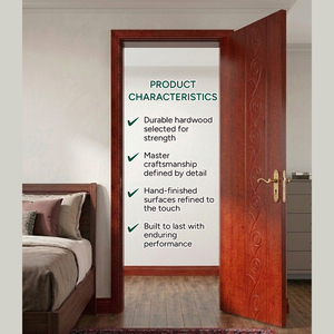 Porte intérieure traditionnelle en bois massif avec motif floral rainuré pour chambre à coucher, ouverture manuelle, surface finie GA-06L - Product Image 2