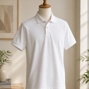 Camiseta Polo Blanca Clásica para Hombre |   Camiseta de Manga Corta con Cuello Clásico en Mezcla de Algodón para un Estilo Casual Elegante y para el Día a Día - Product Image 1
