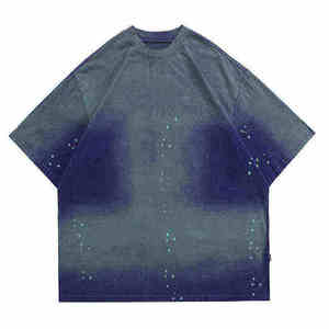 Camiseta de Hombre con Efecto Degradado Vintage, Estilo Urbano, de Algodón, Multicolor, Oversize, con Hombros Caídos - Product Image 5