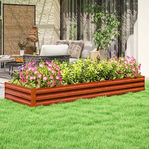 Fioriera Rialzata 36" X 12" Facile da Pulire per Coltivazione di Fiori, Erbe e Piante Succulente in Acciaio Zincato e Legno Naturale - Product Image 2