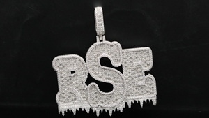 RSE Letter Pendant <b>Charm</b> <b>Silver</b> Plated Alloy Crystal Rhinestone Hiphop Men's Themed Gift Jewelry - Product Image 1