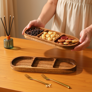ถาดเสิร์ฟไม้สไตล์เรียบง่ายอเนกประสงค์พร้อมหูจับ สำหรับชา กาแฟ ขนม อาหารเช้า ใช้ในครัวและห้องรับประทานอาหาร - Product Image 3