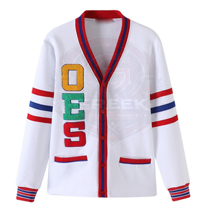 เสื้อคาร์ดิแกนสีขาว OES แบบสั่งทำพิเศษ เสื้อสเวตเตอร์ผู้หญิง ผ้าฝ้ายฟลีซ 100% ปักลายตัวอักษรกรีก เสื้อสเวตเตอร์มหาวิทยาลัยและวิทยาลัย - Product Image 6