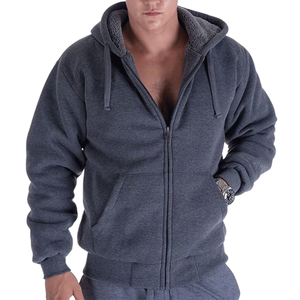 Top Selling <b>Sherpa</b> <b>Lined</b> Men Zipper Hoodie 400G Solid Color Loose Fi 100% Cotton Fleece Casual Sports Breathable Autumn <b>Hoodies</b> - Product Image 3