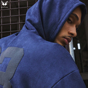 Sweat-shirts en coton écologiques pour hommes, mode durable, impression personnalisée de marque, prix d'usine, couleur bleue, unisexe, à capuche - Product Image 6