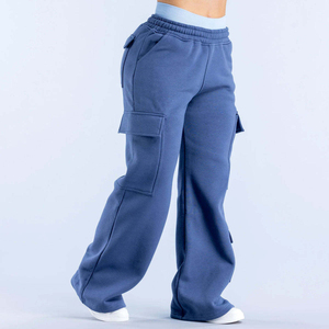 2026 Top Selling Wide <b>Leg</b> Women Baggy Sweatpants <b>Cargo</b> Pockets Streetwear Elastic Waist Lightweight <b>Trousers</b> For Winter Season - Product Image 4