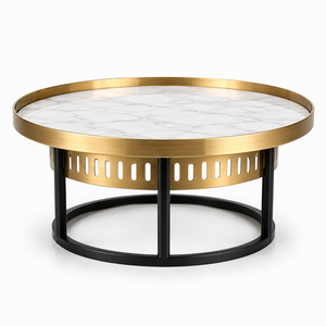 Support à gâteau rond et plateau de service de qualité supérieure avec plateau en marbre de qualité supérieure, structure en métal robuste et design avec anneau de rangement inférieur - Product Image 6
