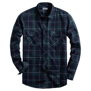 Chemises boutonnées pour hommes, prix raisonnable, tissu tricoté respirant, design avec poche sur le devant, chemises à carreaux pour hommes - Product Image 1