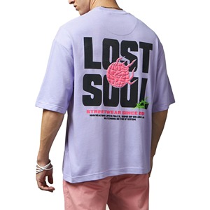 T-shirt oversize Love Phantom pour homme, style streetwear, manches courtes, col rond, jersey de coton, imprimé sur le devant - Product Image 4