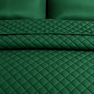 Turquoise Micro Sateen Bedspread 3 Pcs Breathable Home Use Simple Style All Season Diamond Stitch - Product Image 2