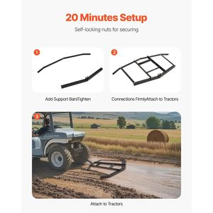 Herse niveleuse à barres réglables en acier Q235, largeur 67,7 po, à tracter, pour niveleuse à moteur de 50 lb - Product Image 5